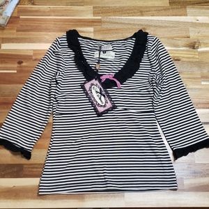 Kitten D'Amour Ribbons And Roses Jersey Top (Strip